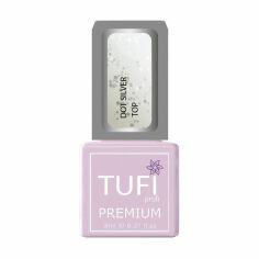 Акція на Топ для гель-лаку Tufi Profi Premium Dot Silver Top з дрібною крихтою, 8 мл від Eva