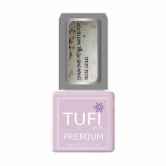 Акція на Матовий топ для гель-лаку Tufi Profi Premium Diamond Potal Matte Top з поталлю та шимером, Рожеве золото, 8 мл від Eva