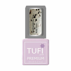 Акция на Топ для гель-лаку Tufi Profi Premium Diamond Potal Top з поталлю та шимером, Рожеве золото, 8 мл от Eva