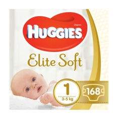 Акція на Підгузки Huggies Elite Soft розмір 1 (3-5 кг), 168 шт від Eva