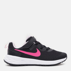 Акция на Підліткові кросівки для дівчинки Nike Revolution 6 Nn (PSV) DD1095-007 3Y 35 Чорні от Rozetka