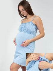Акція на Нічна сорочка для вагітних/для годування ROKSANA №1169-12500 XXL Блакитна від Rozetka
