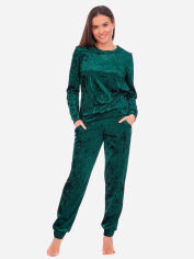 Акція на Піжама (світшот + штани) жіноча велюрова Martelle Lingerie M-309 велюр 40 (L) Темно-зелена від Rozetka