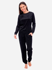 Акція на Піжама (світшот + штани) жіноча велюрова Martelle Lingerie M-309 велюр 40 (L) Чорна від Rozetka