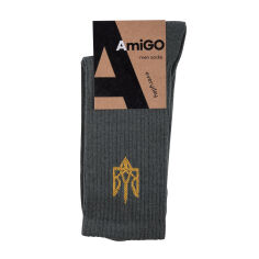 Акція на Шкарпетки чоловічі AmiGO високі, спортивні, хакі, з тризубом, розмір 29 від Eva