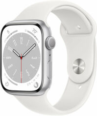 Акция на Apple Watch Series 8 45mm Gps Silver Aluminum Case with White Sport Band (MP6N3, MP6Q3) от Stylus