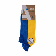 Акція на Шкарпетки жіночі AmiGА з махровою стопою, жовто-блакитні, розмір 23-25 від Eva