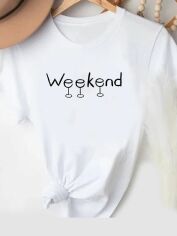 Акція на Футболка жіноча Love&Live Wine Weekend LLP02175 S Бiла від Rozetka