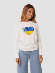 Акция на Світшот жіночий Love&Live Pieces of Love UA LLP02153 XS Білий з принтом от Rozetka