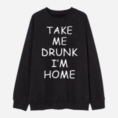 Акція на Світшот жіночий Love&Live Take me drunk I'm home LLP02252 XS Чорний з принтом від Rozetka