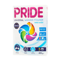 Акція на Пральний порошок Pride Universal Горна свіжість, ручне прання, 5 циклів прання, 400 г від Eva