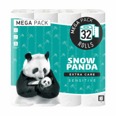 Акція на Туалетний папір Сніжна Панда Extra Care Sensitive білий, 3-шаровий, 142 відриви, 32 рулони від Eva