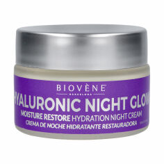 Акція на Відновлювальний зволожувальний нічний крем для обличчя Biovene Hyaluronic Night Glow, 50 мл від Eva