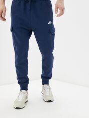 Акція на Спортивні штани утеплені чоловічі Nike M Nsw Club Pant Cargo Bb CD3129-410 L Темно-сині від Rozetka