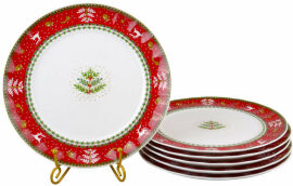 Акція на Набір обідніх тарілок Lefard Різдвяна колекція 6х26 см (943-160) від Y.UA