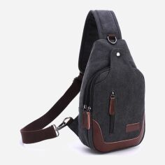 Акція на Сумка-слінг через плече чоловіча тканинна Vintage leather-20077 Чорна від Rozetka