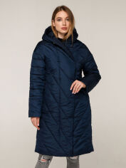 Акція на Куртка зимова довга жіноча Favoritti ПВ-1289 Лаке Тон 18 46 Темно-синя від Rozetka