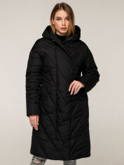 Акція на Куртка зимова довга жіноча Favoritti ПВ-1289 Лаке Тон 21 46 Чорна від Rozetka