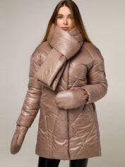 Акция на Куртка зимова жіноча Favoritti ПВ-1291 Лаке Тон 6 44 Жовта з коричневим от Rozetka
