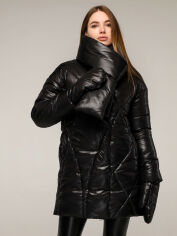 Акция на Куртка зимова жіноча Favoritti ПВ-1291 Лаке Тон 21 48 Чорна от Rozetka