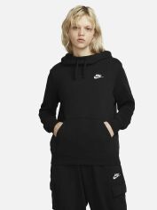 Акция на Худи теплое женское Nike Club Fleece Hoodie DQ5415-010 M Black/White от Rozetka