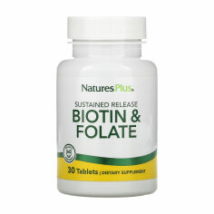 Акція на Дієтична добавка вітаміни в таблетках NaturesPlus Біотин та Фолат, 30 шт від Eva