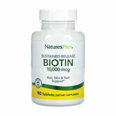 Акція на Біотин повільного вивільнення NaturesPlus Biotin 10000 мкг, 90 таблеток від Eva