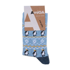 Акція на Шкарпетки жіночі AmiGА класичні, блакитні пінгвіни, розмір 23-25 від Eva