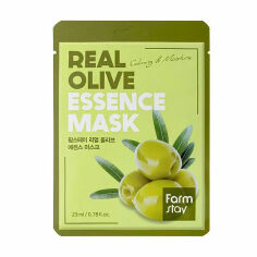 Акція на Зволожувальна тканинна маска для обличчя Farmstay Real Olive Essence Mask з екстрактом оливи, 23 мл від Eva