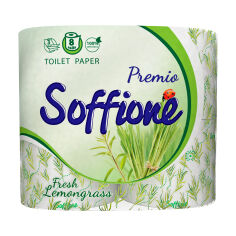 Акція на Туалетний папір Soffione Fresh Lemongrass білий, 3-шаровий, 150 відривів, 8 рулонів від Eva