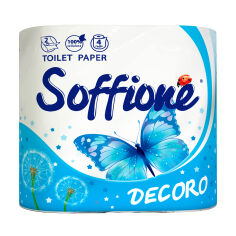Акция на Туалетний папір Soffione Decoro білий, 2-шаровий, 150 відривів, 4 рулони от Eva