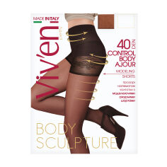 Акція на Колготки жіночі Viv'en petty Control Body Ajour з моделюючими шортиками, 40 DEN, чорні, розмір 4 від Eva