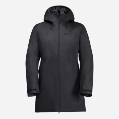Акція на Куртка демісезонна подовжена з капюшоном жіноча Jack Wolfskin Heidelstein Ins Jkt W 1115681_6000 XL Чорна від Rozetka