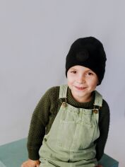 Акция на Дитяча демісезонна шапка-біні для хлопчика Dembohouse Анжель 22.02.024 52 Чорна от Rozetka