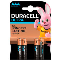 Акція на Батарейки алкалиновые Duracell Ultra Power ААА 1.5V LR03 4 шт (5000394062931b) від Будинок іграшок