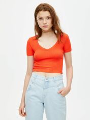 Акция на Футболка коротка жіноча Pull & Bear 09230341649 S Теракотова от Rozetka