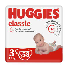 Акция на Підгузки Huggies Classic розмір 3 (4-9 кг), 58 шт от Eva