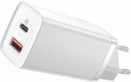 Акція на Baseus Wall Charger GaN2 Lite USB-C+USB 65W White (CCGAN2L-B02) від Y.UA