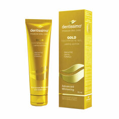 Акция на Відбілювальна зубна паста-гель Dentissimo Advanced Whitening Gold Toothpaste-Gel, 75 мл от Eva