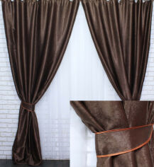 Акция на Комплект штор VR-Textil Софт Темно коричневий 150x270 см 2 шт (30-016) от Rozetka