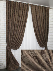 Акція на Комплект штор VR-Textil Жаккард Sultan Коричневий 150x270 см 2 шт (30-653) від Rozetka