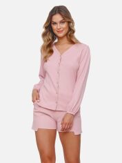 Акция на Піжама (кофта + шорти) жіноча великих розмірів бавовняна Doctor Nap PM.4589 XL Рожева от Rozetka