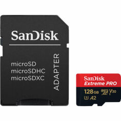 Акция на Карта памяти SanDisk microSDXC 128GB  C10 UHS-I U3 R200/W90MB/s Extreme Pro V30 + SD адаптер (SDSQXCD-128G-GN6MA) от MOYO