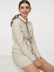 Акция на Сукня-сорочка міні осіння жіноча H&M 0797078018 36 Бежева от Rozetka