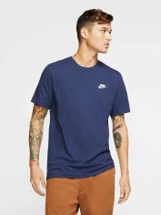 Акция на Футболка бавовняна довга чоловіча чоловіча Nike ike M Nsw Club Tee AR4997-410 L Синя от Rozetka