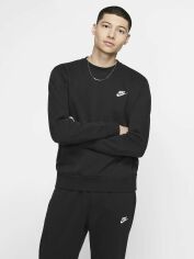 Акція на Світшот на флісі чоловічий Nike Sportwear Club Crew BV2662-010 M Black/White від Rozetka