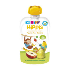 Акція на Дитяче фруктове пюре HiPP HiPPiS Яблуко-груша-банан, з 4 місяців, 100 г (пауч) (Товар критичного імпорту) від Eva