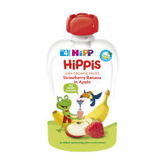 Акція на Дитяче фруктове пюре HiPP HiPPiS Яблуко-полуниця-банан, з 4 місяців, 100 г (пауч) (Товар критичного імпорту) від Eva