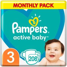Акция на PAMPERS Детские одноразовые подгузники Active Baby Midi (6-10 кг) 208шт от MOYO