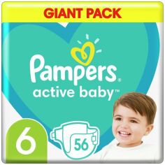 Акция на PAMPERS Детские одноразовые подгузники Active Baby Giant (13-18 кг) Джайнт 56шт от MOYO